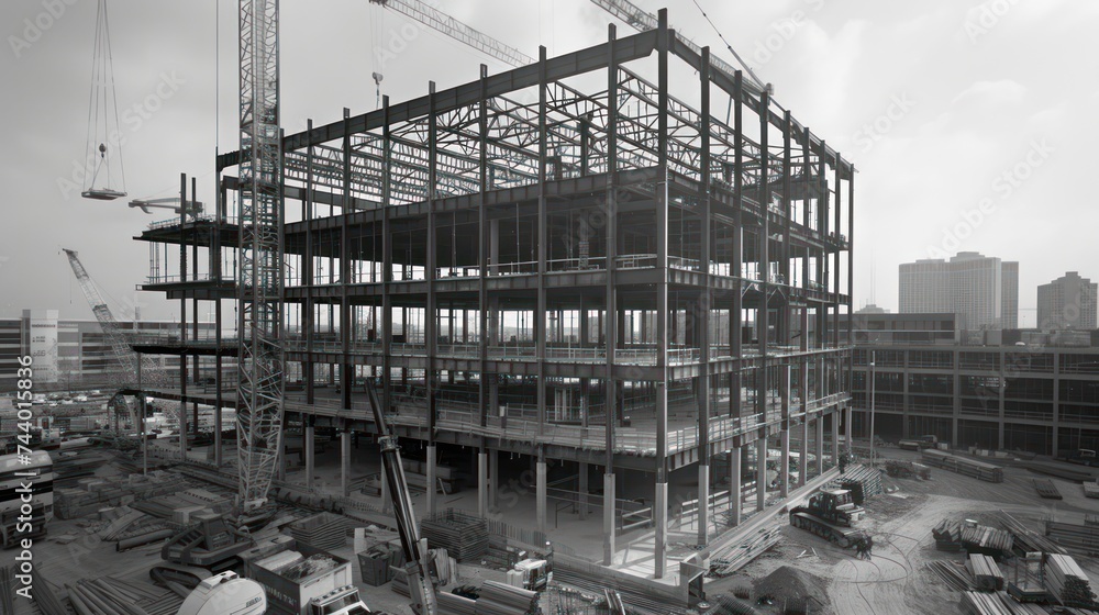 construction site of large building with a significant structure, industry and architectural achievements