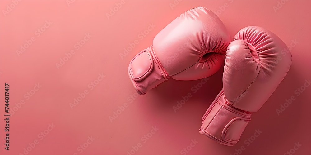 Boxing gloves in feminine pink on a matching pink background. Concept Feminine Boxing Gloves, Pink Background, Pink Props, Sporty Photoshoot