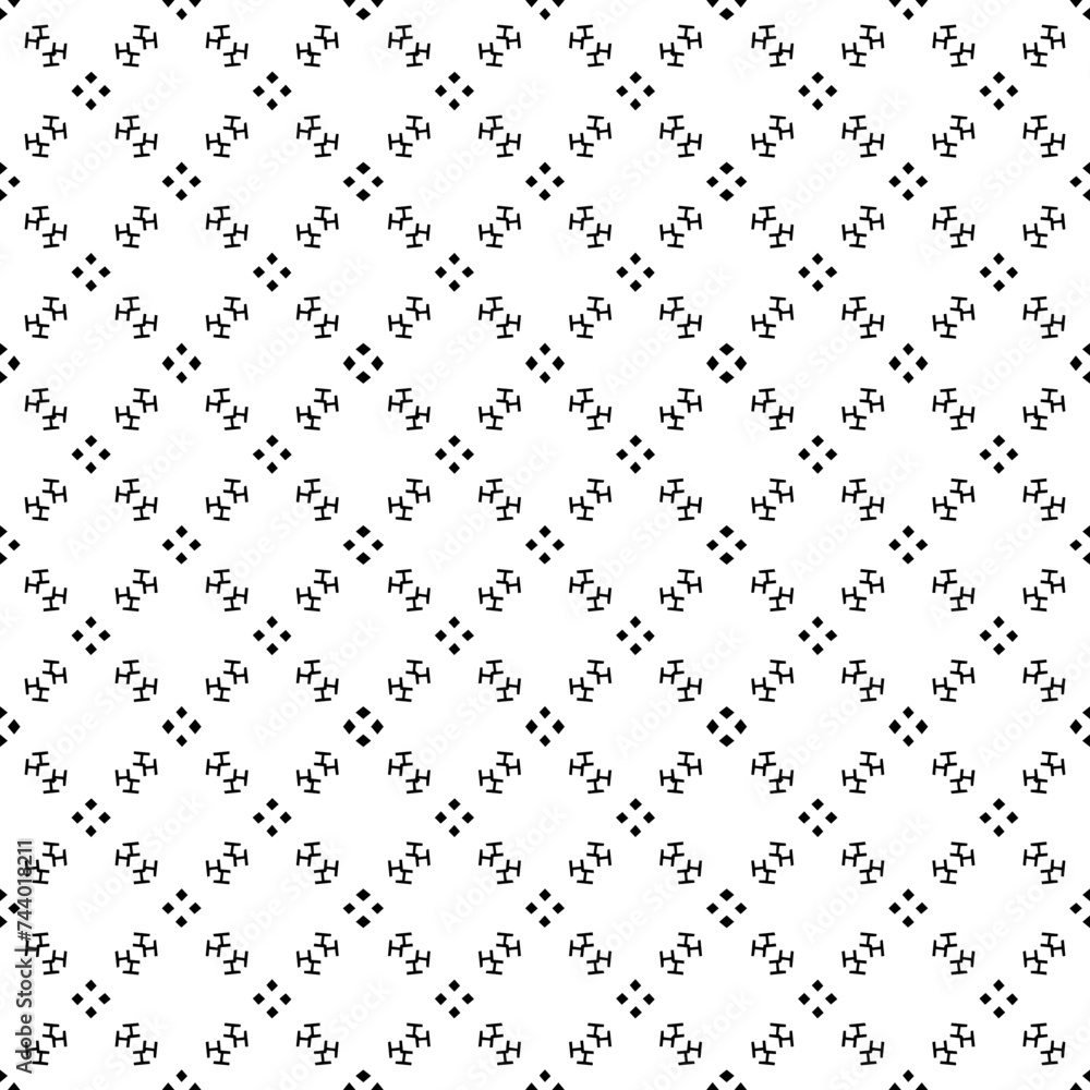 Black and white seamless abstract pattern. Background and backdrop. Grayscale ornamental design. Mosaic ornaments. Vector graphic illustration. EPS10. Black and white seamless abstract pattern. Background and backdrop. Grayscale ornamental design. Mosaic ornaments. Vector graphic illustration. EPS10.