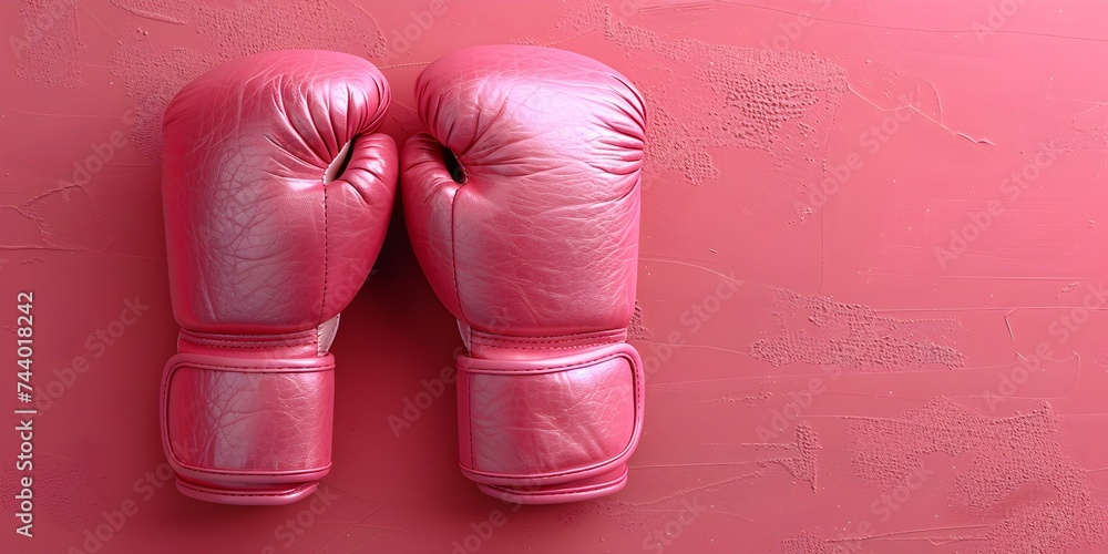 Pink Boxing Gloves on a Coordinated Background. Concept Boxing Photoshoot, Pink Accessories, Coordinated Background