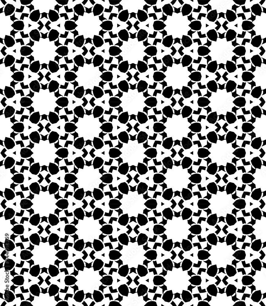 Black and white seamless abstract pattern. Background and backdrop. Grayscale ornamental design. Mosaic ornaments. Vector graphic illustration. EPS10. Black and white seamless abstract pattern. Background and backdrop. Grayscale ornamental design. Mosaic ornaments. Vector graphic illustration. EPS10.