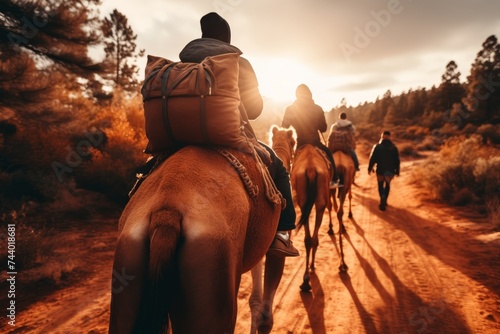 Begin the adventure. tourists embarking on hiking excursions against scenic backdrop © Ksenia Belyaeva