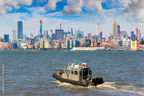 New Jesey Police boat against Manhattan
