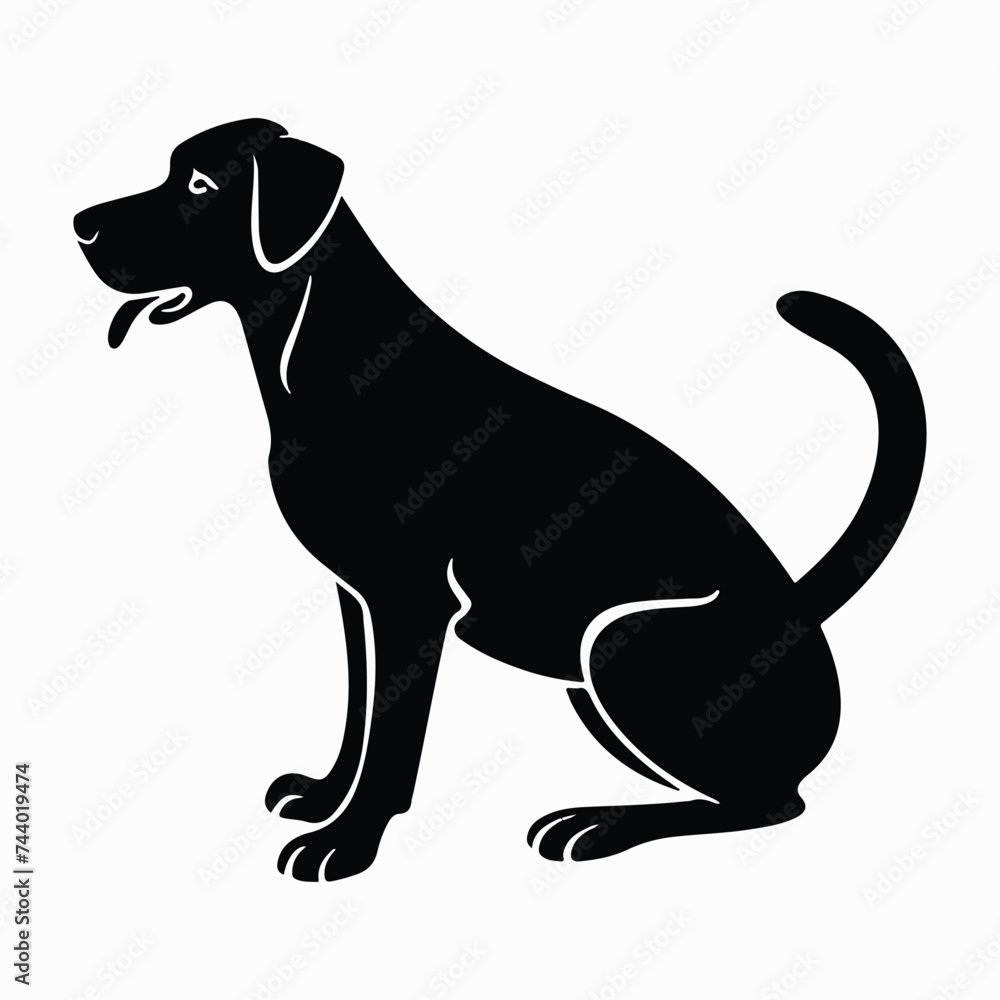  Black Dog silhouettes. vector illustration with fully editable