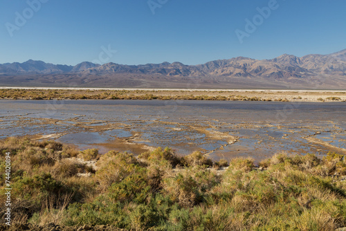 Lake Manly and salt flats at Badwater Basin in Death Valley National Park, California