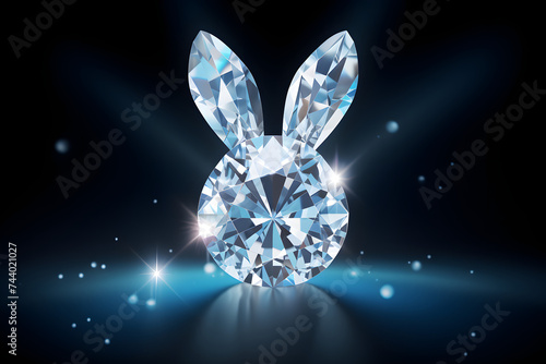 Bunny shaped diamond on bokeh background for Easter Day. © Pacharee