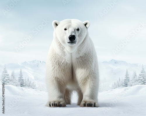 Polar Bear , blank templated, rule of thirds, space for text, isolated white background