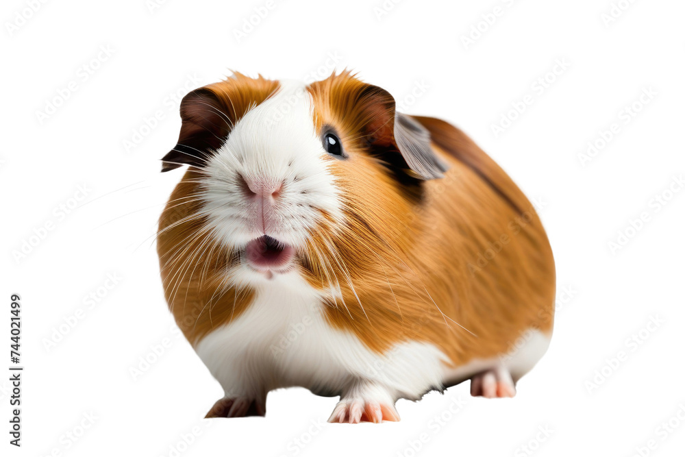a high quality stock photograph of a single happy guinea pig isolated on a white background a high quality stock photograph of a single happy guinea pig isolated on a white background