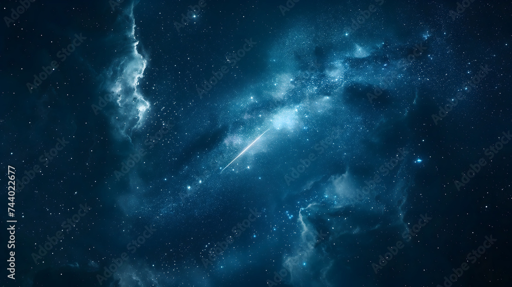 A Cosmic Display of a Meteor Streaking Across a Starry Sky A Cosmic Display of a Meteor Streaking Across a Starry Sky