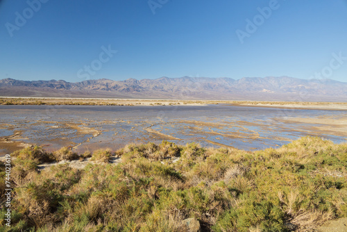Lake Manly and salt flats at Badwater Basin in Death Valley National Park, California