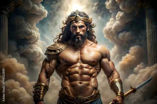 Zeus, Greek god, Greek mythology, god of heaven, lightning and thunder, head of the twelve Olympian gods,