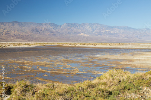 Lake Manly and salt flats at Badwater Basin in Death Valley National Park, California