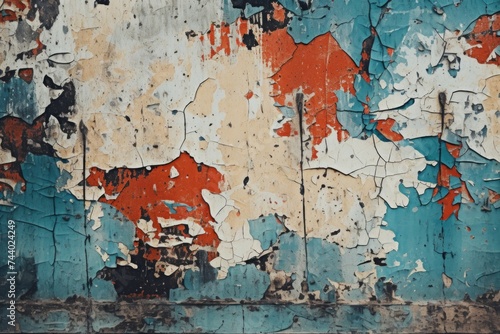 A weathered wall with peeling paint. Suitable for backgrounds or textures