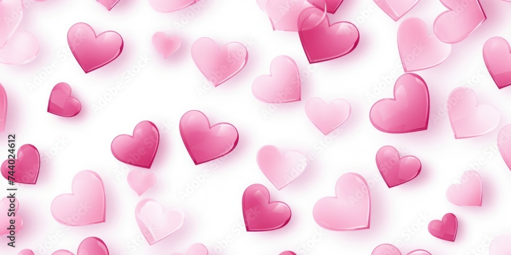 Pink hearts scattered on a white background. Perfect for Valentine's Day designs Pink hearts scattered on a white background. Perfect for Valentine's Day designs