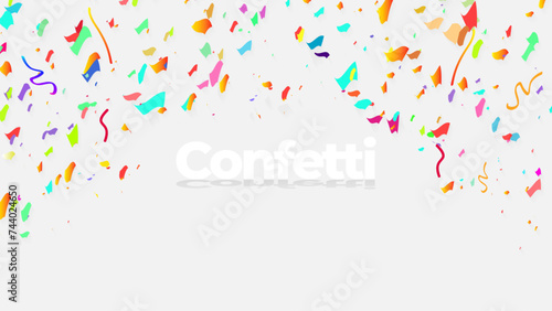 vibrant confetti border frame repeat pattern perfect for birthday party invitations, event celebrations, or decorative purposes vector (ID: 744024650)