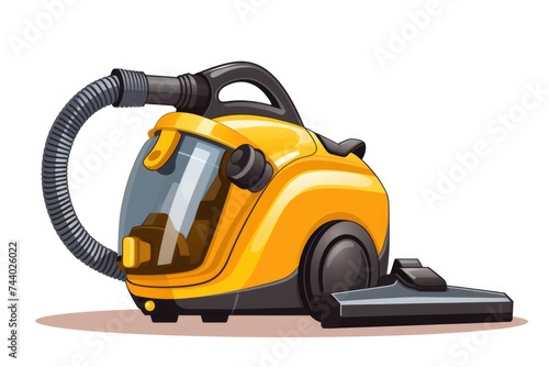A modern vacuum cleaner in yellow and black colors. Suitable for household cleaning product promotions