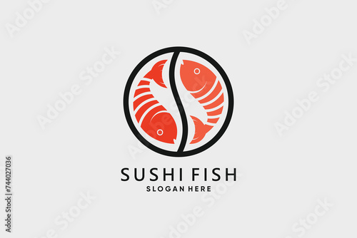 Sushi onigiri logo design vector illustration for restaurant icon with creative idea