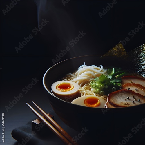 a bowl of classic Japanese ramen. Generative AI