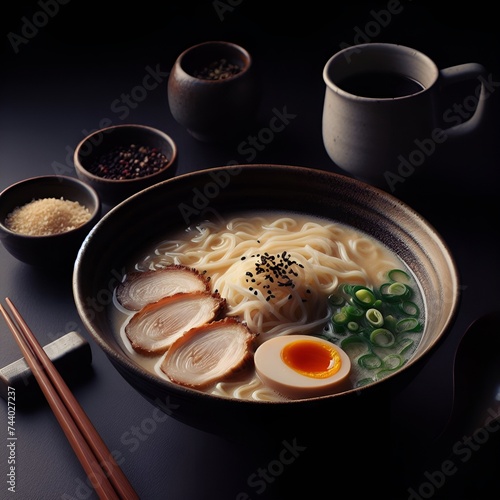 a bowl of classic Japanese ramen. Generative AI