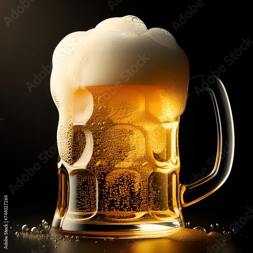 A mug of frothing draft beer. Generative AI