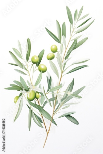 A branch of olives with green leaves, suitable for various design projects