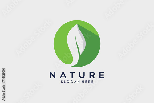 Natural organic logo leaf design vector illustration with creative idea