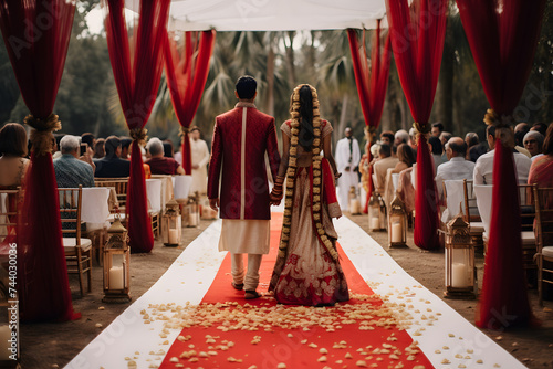 Indian groom and bride in ceremony on Hindu wedding.