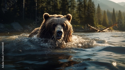 brown bear in water © Naksh