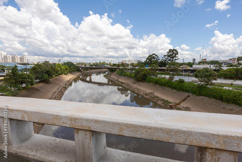 Landscape shot, river Tiete in Sao Paulo, Brazil, photo