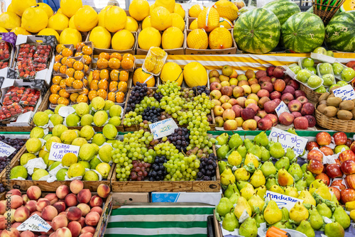 Fresh fruits to sale at the municipal market of Braganca Paulista, Sao Paulo state, Brazil