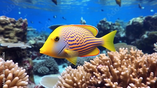 In the Red Sea, Egypt, an Orange-lined Triggerfish (Balistapus undulatus). © Naksh