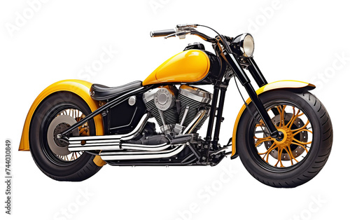 Adventure Evoking Retro Style Bobber Motorcycle Isolated on Transparent Background PNG.