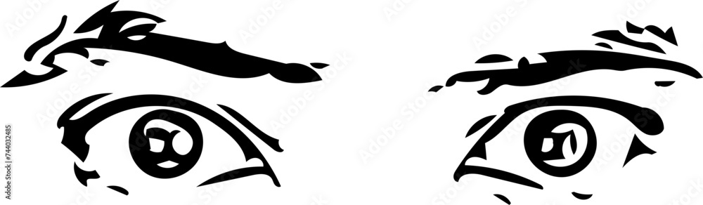 Vector illustration of a man eyes showing fear and danger in black and white Vector illustration of a man eyes showing fear and danger in black and white