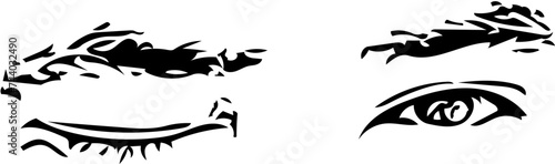 Vector illustration of winking man eyes in black and white 