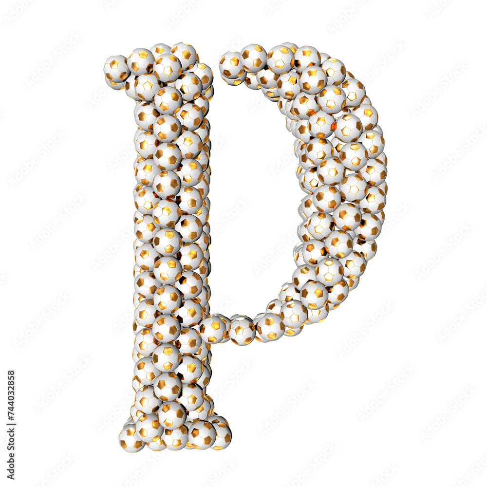 Obraz premium Symbols made from gold soccer balls. letter p