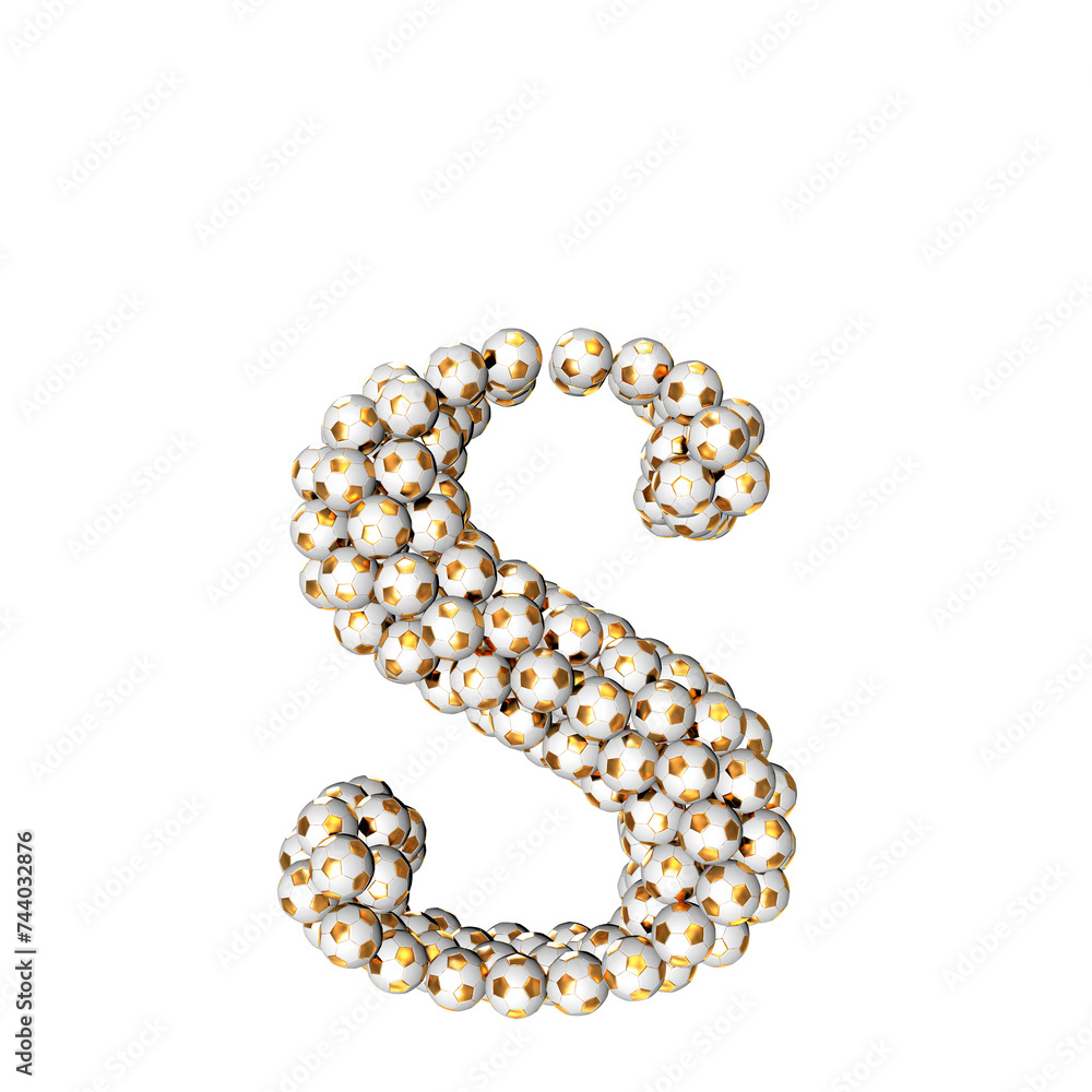 Symbols made from gold soccer balls. letter s Symbols made from gold soccer balls. letter s