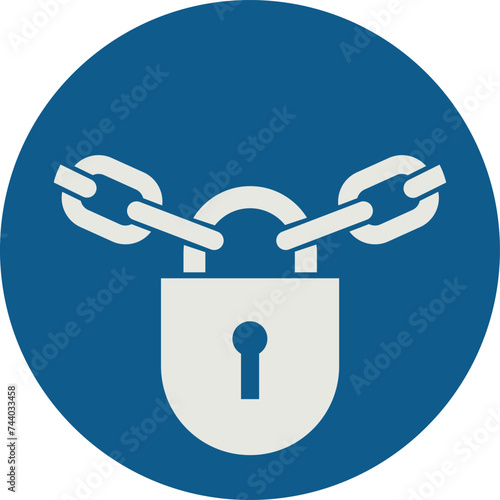 OBLIGATION SIGN PICTOGRAM, INSTALL LOCKS AND KEEP LOCKED ISO 7010 – M028, VECTOR