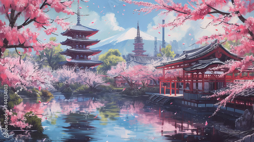 Cherry Blossom Impasto Painting, Japanese Sakura Wall Art, Textured Kyoto Art, Large Botanical Decor