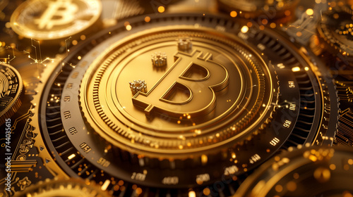 Wallpaper Mural An illustration of a golden coin with dollar signs engraved on it, surrounded by symbols of various financial instruments such as stocks, bonds, currencies, and commodities, representing the diversity Torontodigital.ca