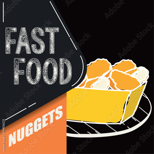 Retro nuggets Fast food Vector