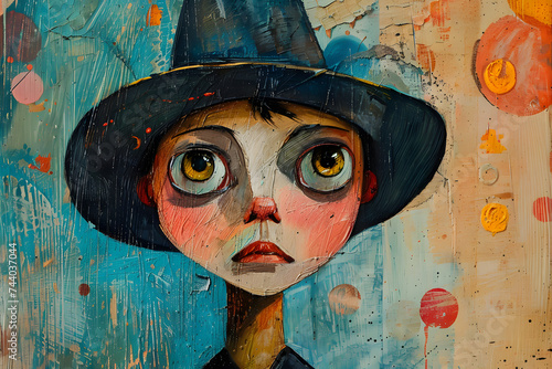 Funny Boy. Naive Style Painting