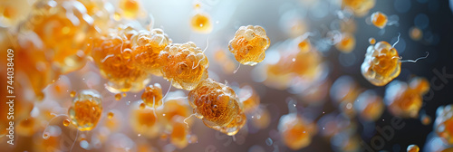 Gene mutations transformation of normal cells into cancer cells, Golden dew drops on wet leaf sparkle