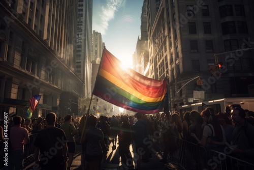 LGBTQ Pride intersectionality. Rainbow discrepant colorful epigender diversity Flag. Gradient motley colored mob LGBT rights parade festival appreciation diverse gender illustration