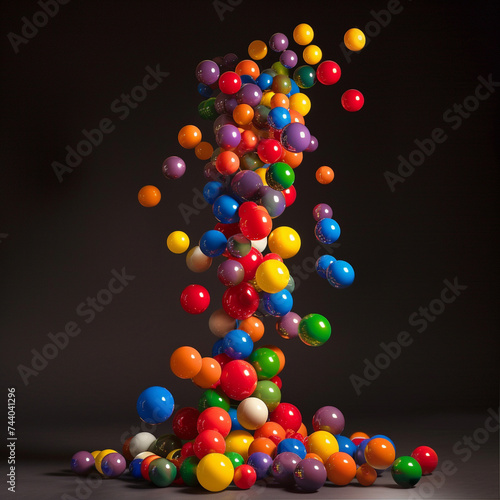 A colourful cascade of balls emphasizing luck photo