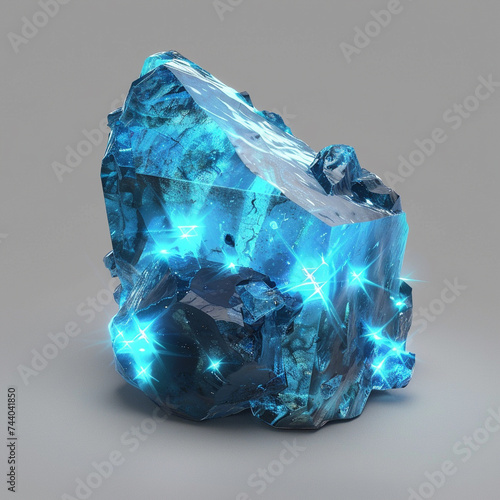 Describe a gemstone with a glowing blue hue photo