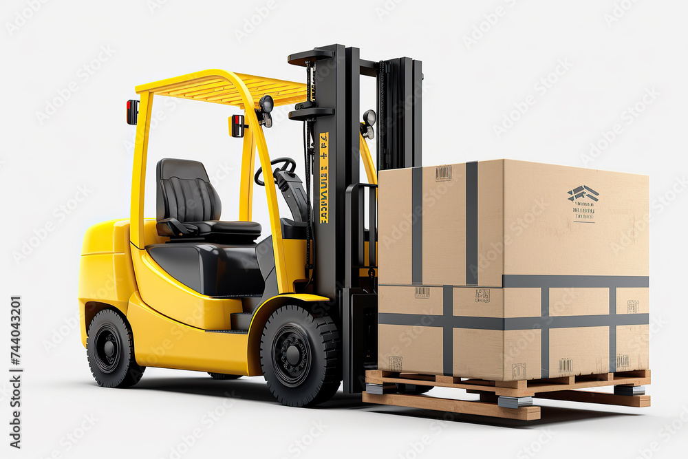 generated illustration of forklift truck is lifting a pallet with cardboard boxes generated illustration of forklift truck is lifting a pallet with cardboard boxes