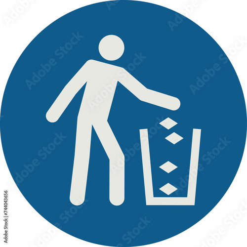 OBLIGATION SIGN PICTOGRAM, PLACE TRASH IN THE BIN ISO 7010 – M030, VECTOR