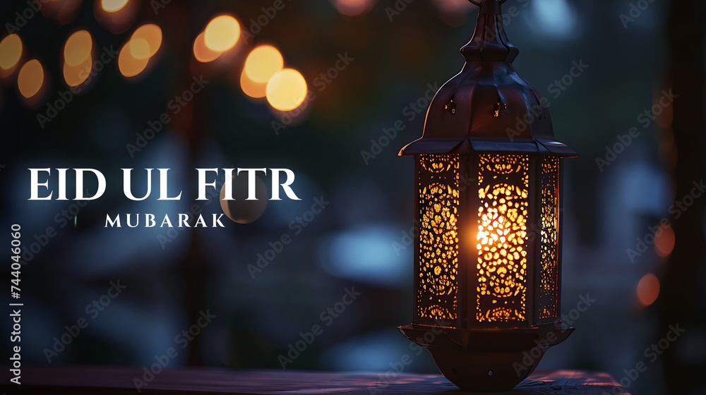 Happy Eid ul fitr background Ornamental Arabic lantern glowing - Eid Mubarak Happy Eid ul fitr background Ornamental Arabic lantern glowing - Eid Mubarak