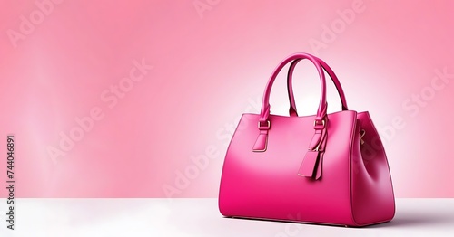 pink bag. Pink women's bag on a pink background. Women's bags store. minimalism