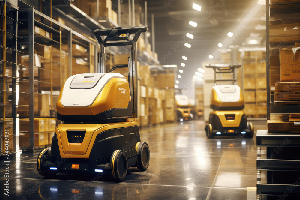 generated illustration of autonomous robot transportation in warehouses generated illustration of autonomous robot transportation in warehouses